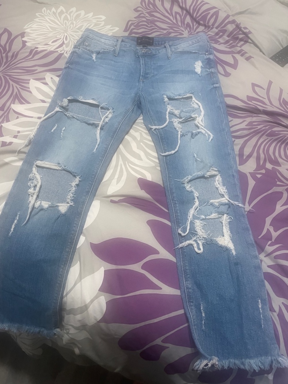 Black Orchid Light Blue Distressed Boyfriend Jeans